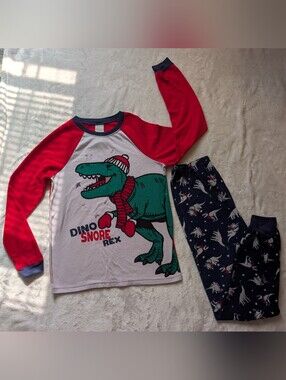 Jellifish Kids Christmas Dinosaur Pajama Set XL (14/16) Dino Snore Rex